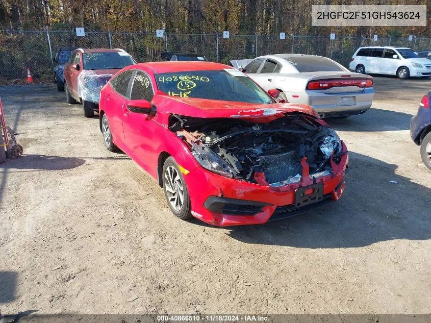 2016 Honda Civic Lx VIN: 2HGFC2F51GH543624 Lot: 40866510