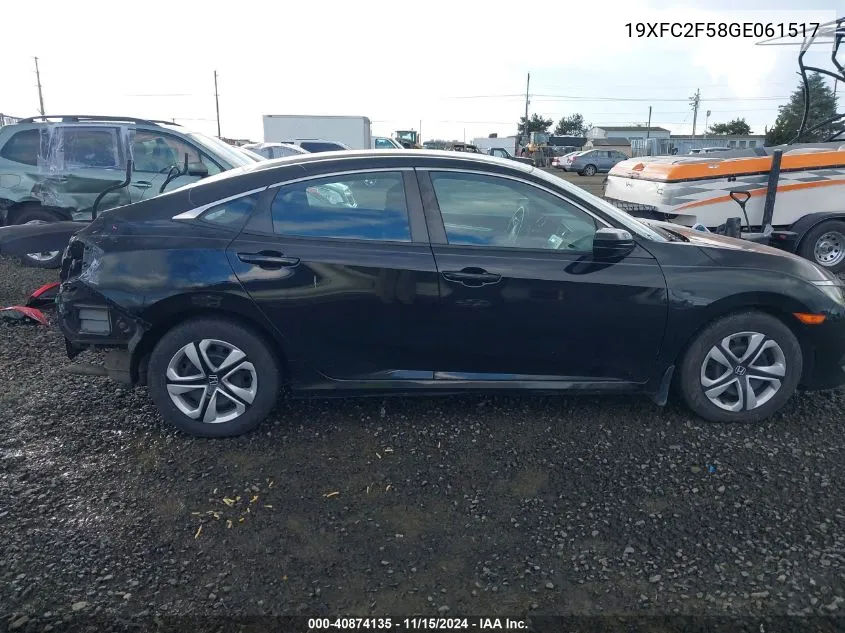 2016 Honda Civic Lx VIN: 19XFC2F58GE061517 Lot: 40874135