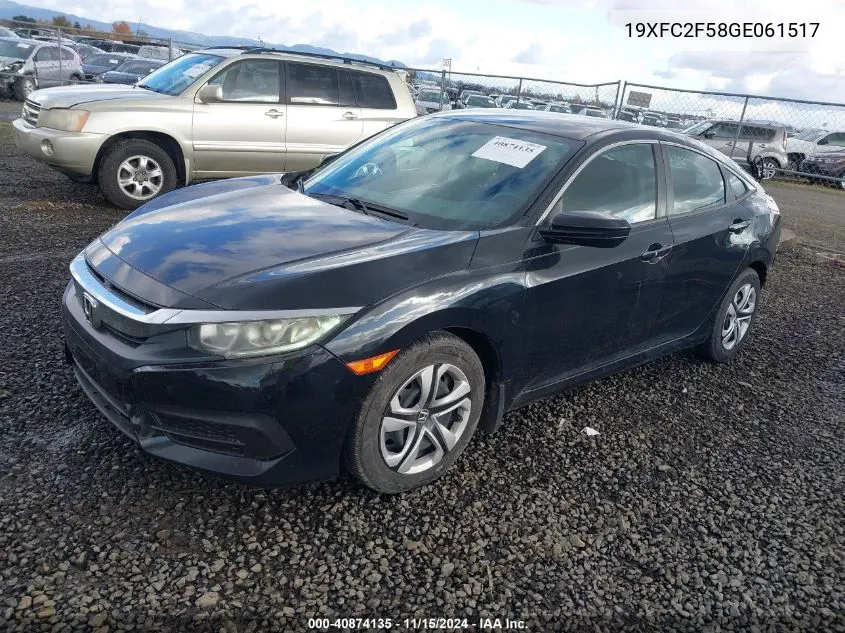 2016 Honda Civic Lx VIN: 19XFC2F58GE061517 Lot: 40874135