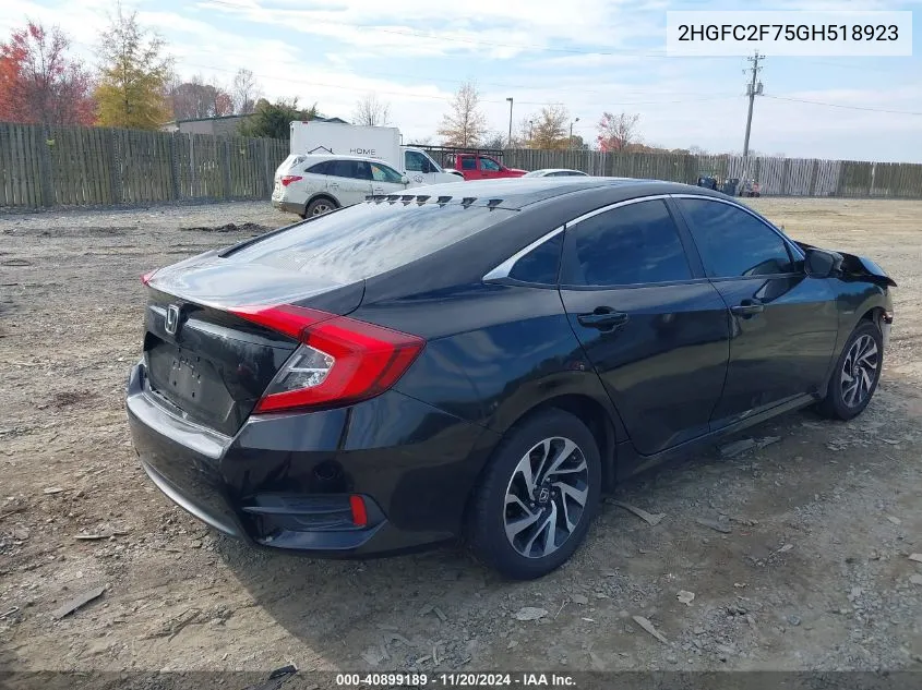 2016 Honda Civic Ex VIN: 2HGFC2F75GH518923 Lot: 40899189