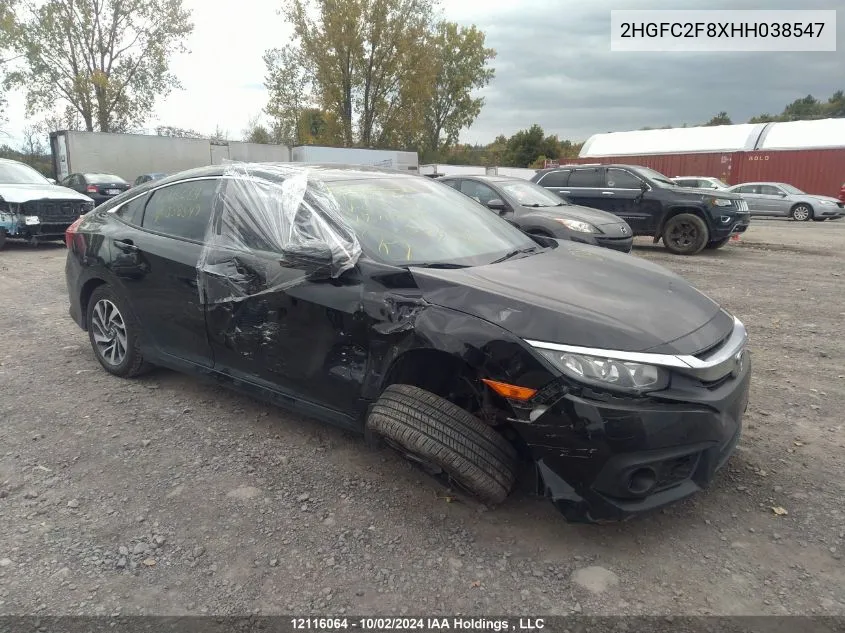 2017 Honda Civic Ex VIN: 2HGFC2F8XHH038547 Lot: 12116064