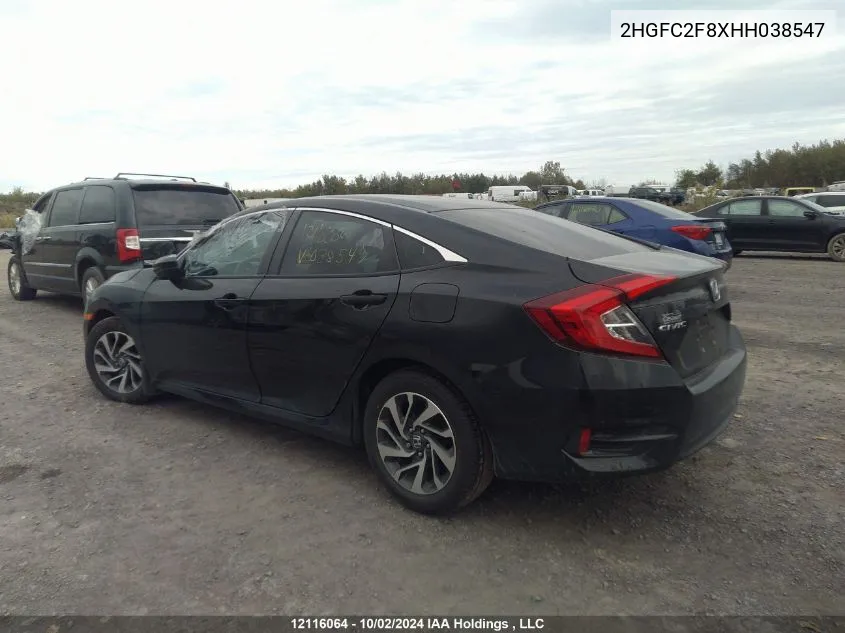 2017 Honda Civic Ex VIN: 2HGFC2F8XHH038547 Lot: 12116064