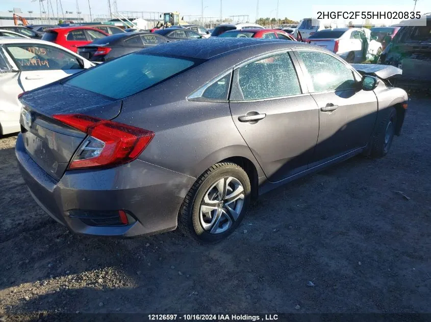 2017 Honda Civic VIN: 2HGFC2F55HH020835 Lot: 12126597