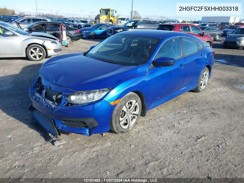 2017 Honda Civic Sedan VIN: 2HGFC2F5XHH003318 Lot: 12151482