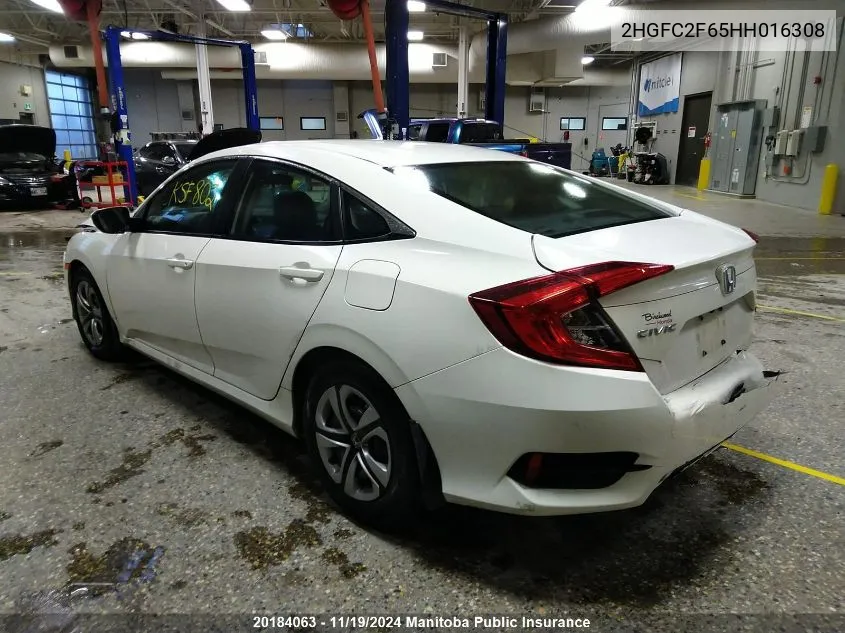 2017 Honda Civic Lx VIN: 2HGFC2F65HH016308 Lot: 20184063