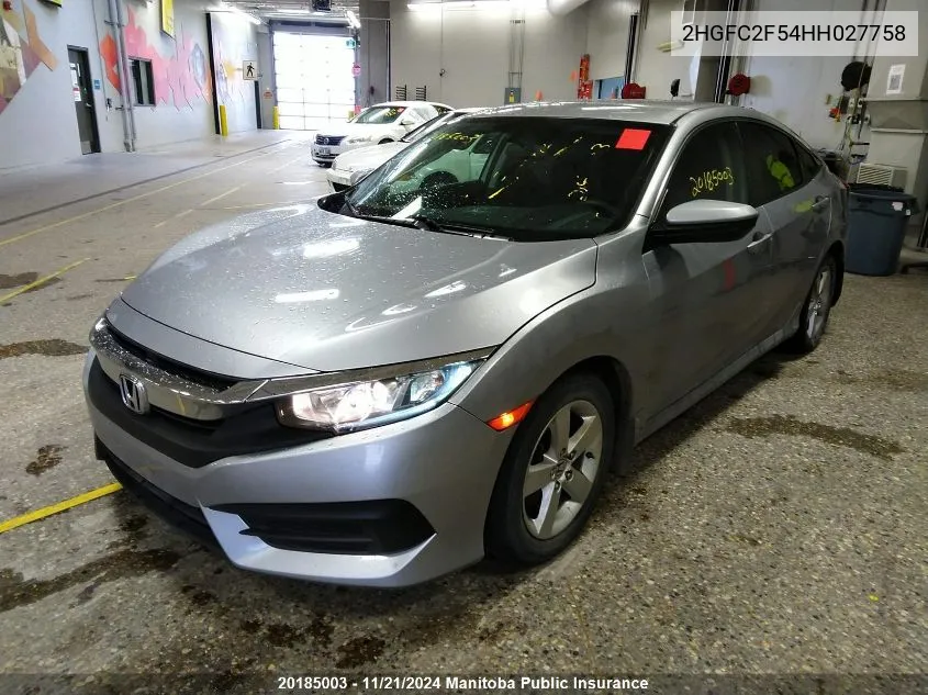 2017 Honda Civic Lx VIN: 2HGFC2F54HH027758 Lot: 20185003