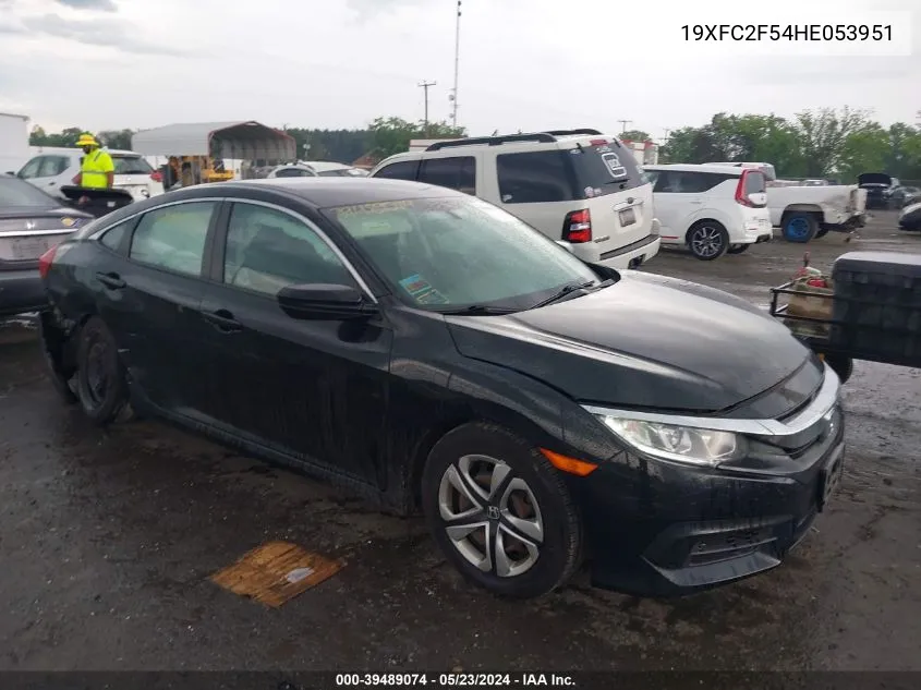 2017 Honda Civic Lx VIN: 19XFC2F54HE053951 Lot: 39489074