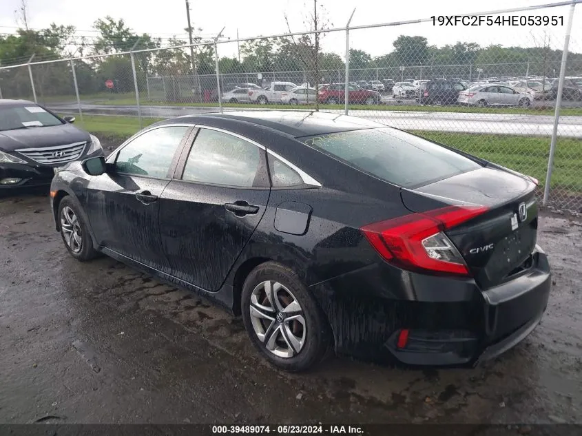 2017 Honda Civic Lx VIN: 19XFC2F54HE053951 Lot: 39489074