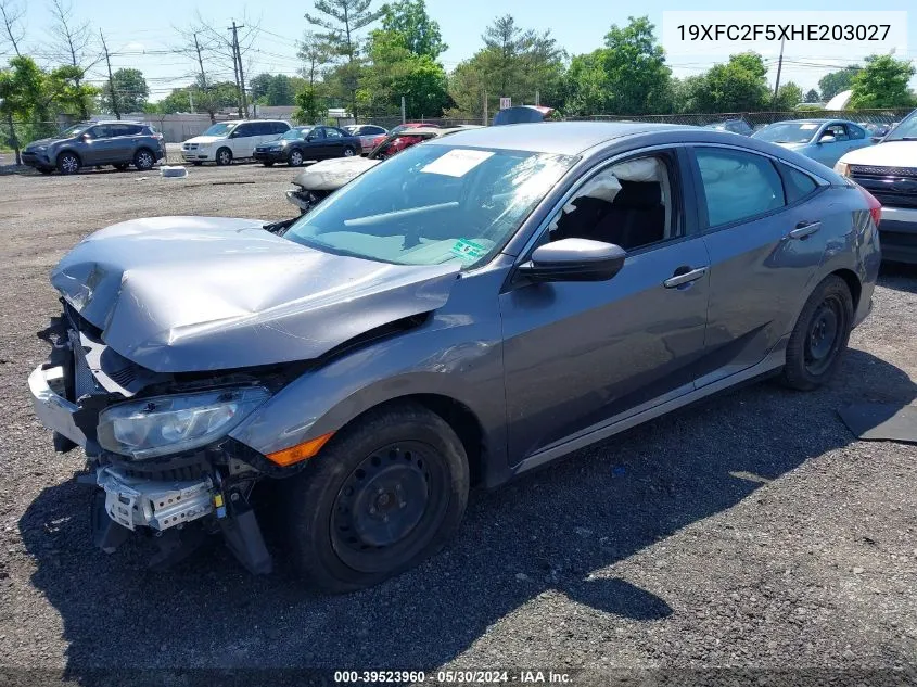 2017 Honda Civic Lx VIN: 19XFC2F5XHE203027 Lot: 39523960