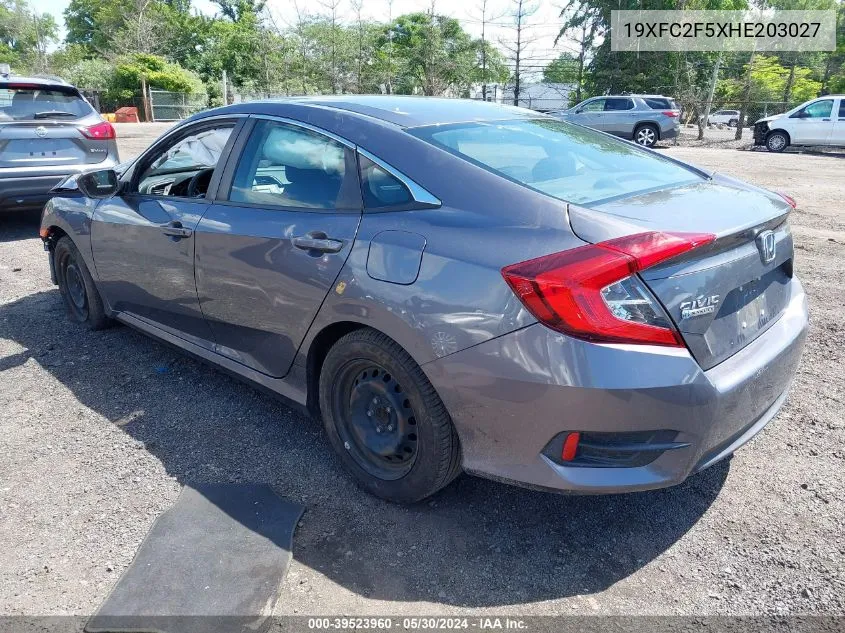 2017 Honda Civic Lx VIN: 19XFC2F5XHE203027 Lot: 39523960