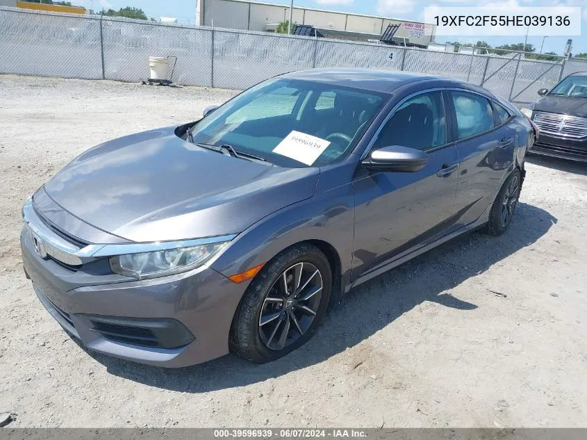 2017 Honda Civic Lx VIN: 19XFC2F55HE039136 Lot: 39596939