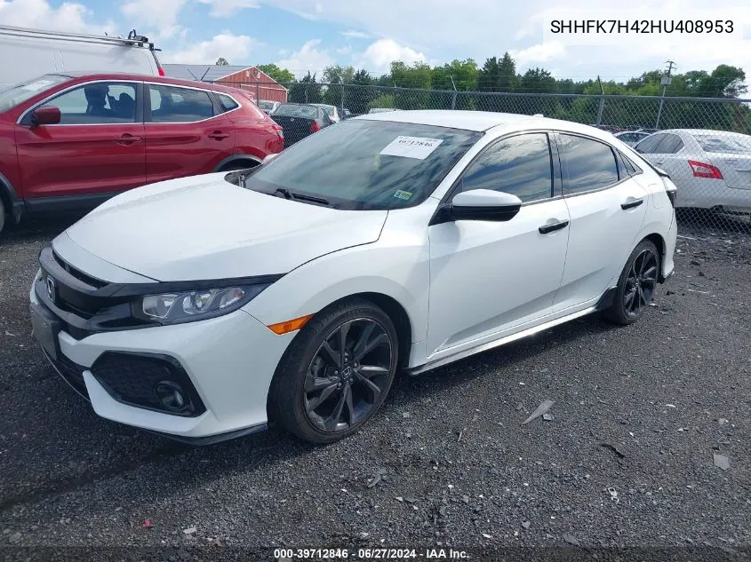 2017 Honda Civic Sport VIN: SHHFK7H42HU408953 Lot: 39712846