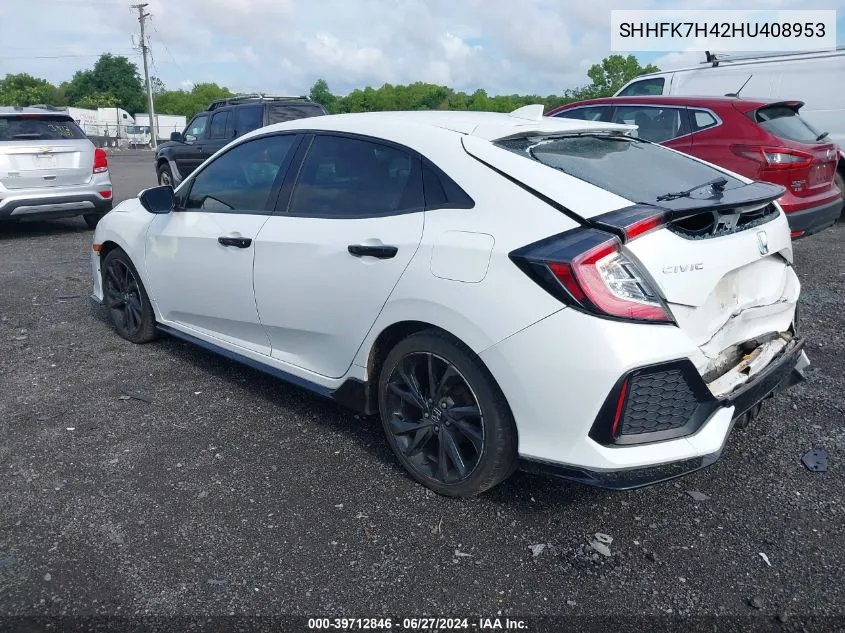 2017 Honda Civic Sport VIN: SHHFK7H42HU408953 Lot: 39712846