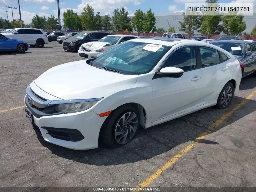 2HGFC2F74HH543751 2017 Honda Civic Ex