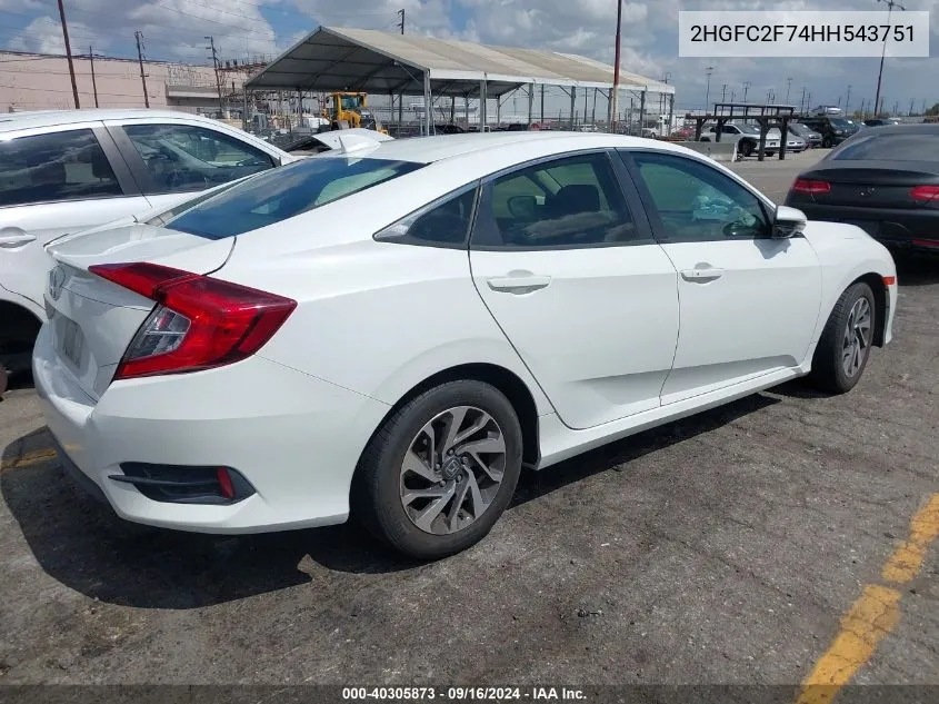 2HGFC2F74HH543751 2017 Honda Civic Ex