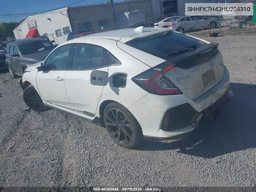 SHHFK7H43HU204310 2017 Honda Civic Sport