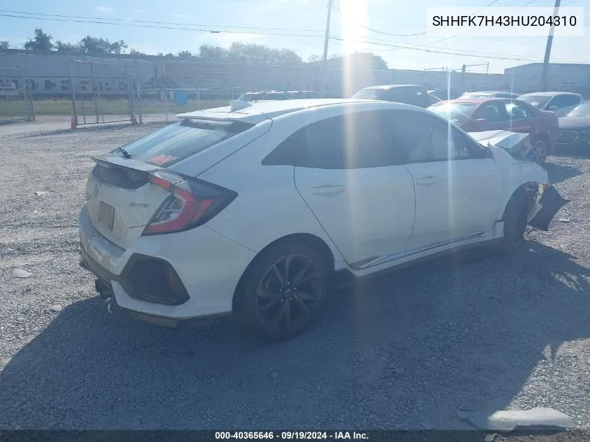 SHHFK7H43HU204310 2017 Honda Civic Sport