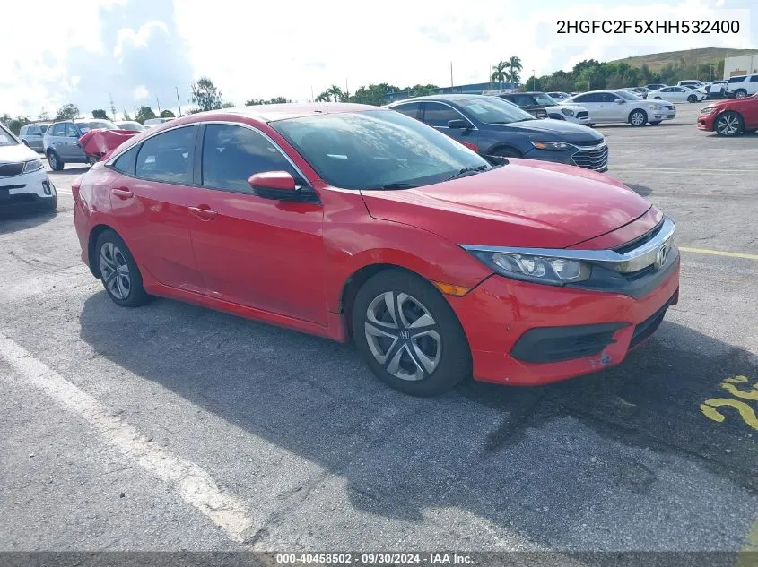 2017 Honda Civic Lx VIN: 2HGFC2F5XHH532400 Lot: 40458502