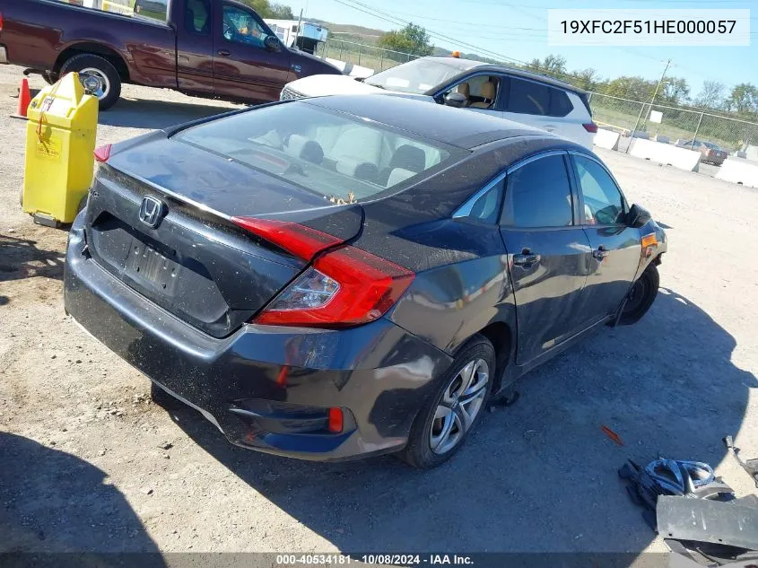 2017 Honda Civic Lx VIN: 19XFC2F51HE000057 Lot: 40534181