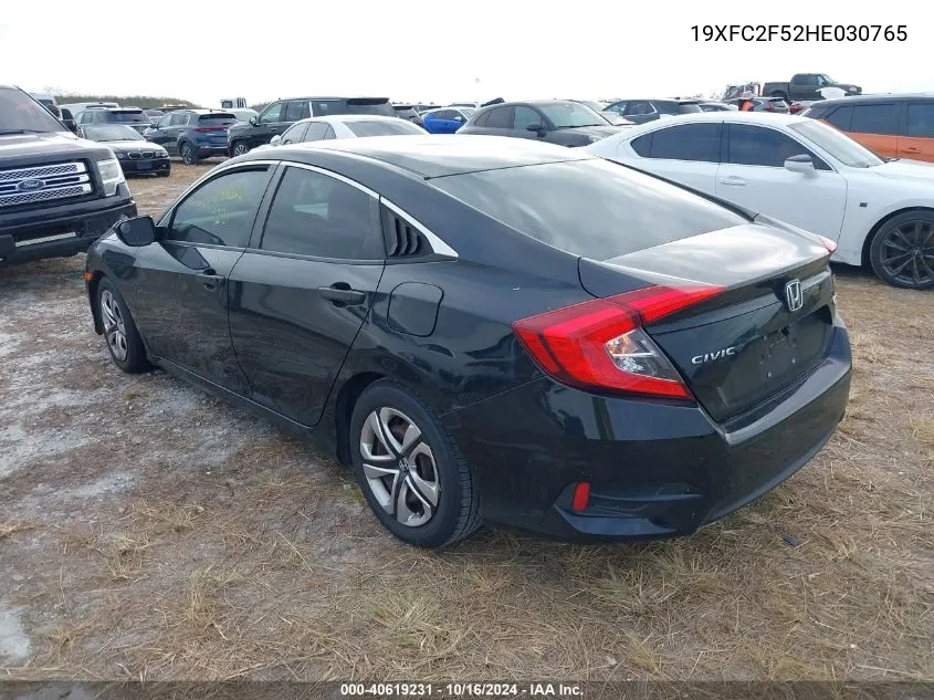 2017 Honda Civic Lx VIN: 19XFC2F52HE030765 Lot: 40619231