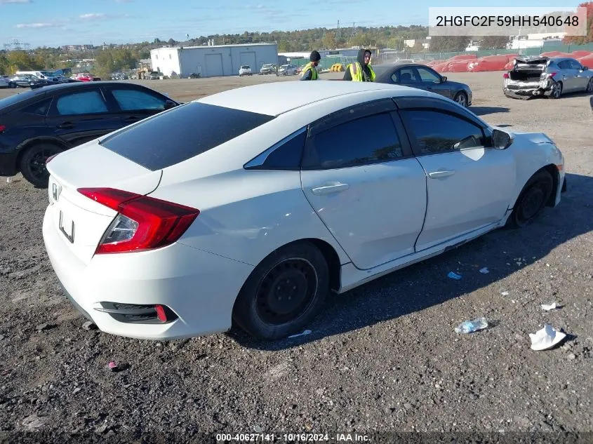 2017 Honda Civic Lx VIN: 2HGFC2F59HH540648 Lot: 40627141