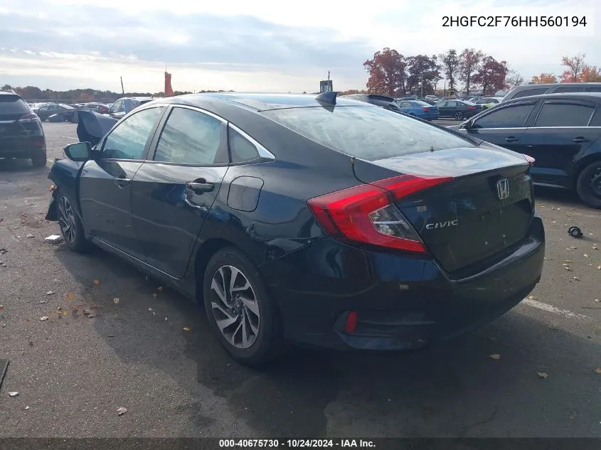 2HGFC2F76HH560194 2017 Honda Civic Ex