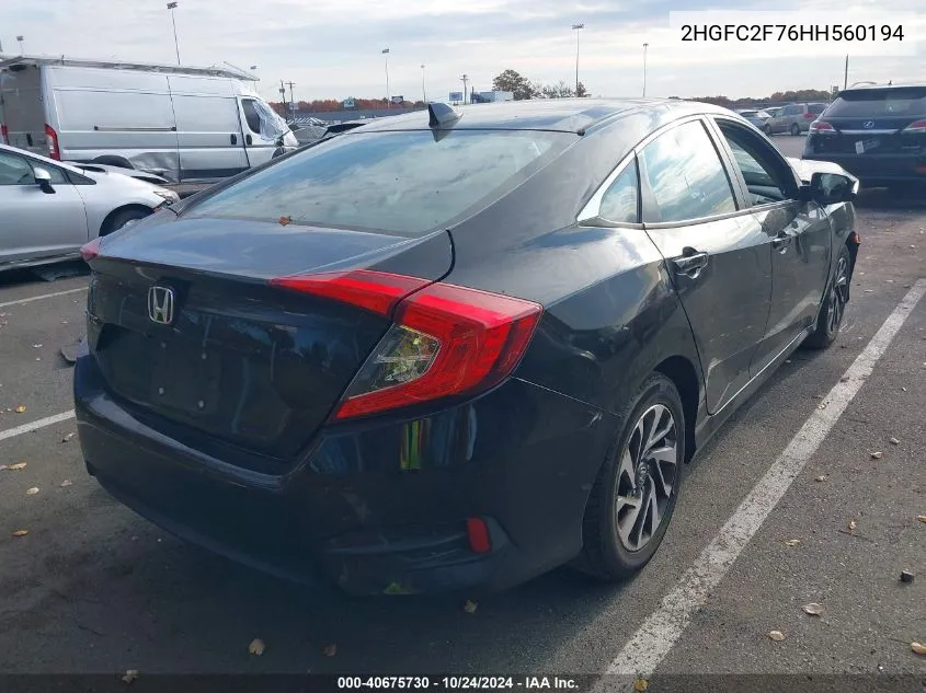 2HGFC2F76HH560194 2017 Honda Civic Ex