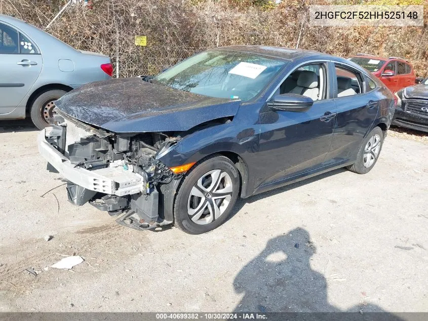 2017 Honda Civic Lx VIN: 2HGFC2F52HH525148 Lot: 40699382