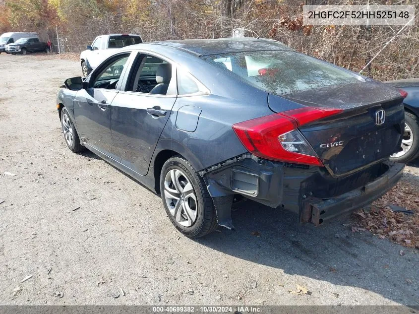 2017 Honda Civic Lx VIN: 2HGFC2F52HH525148 Lot: 40699382