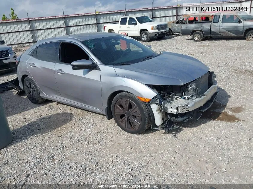 2017 Honda Civic Ex VIN: SHHFK7H51HU232843 Lot: 40716409