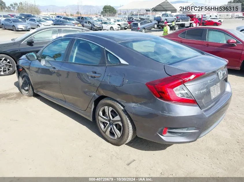 2017 Honda Civic Lx VIN: 2HGFC2F56HH536315 Lot: 40824953