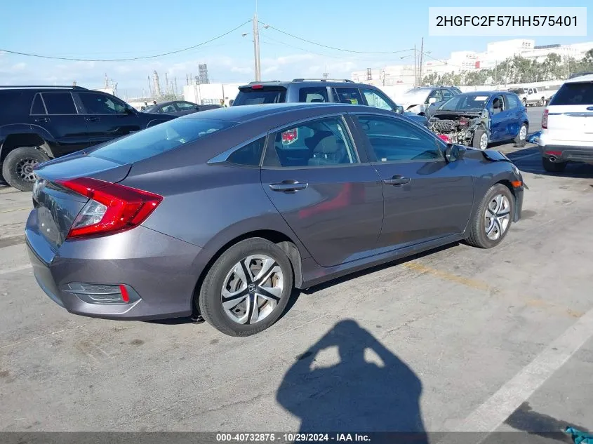 2017 Honda Civic Lx VIN: 2HGFC2F57HH575401 Lot: 40732875