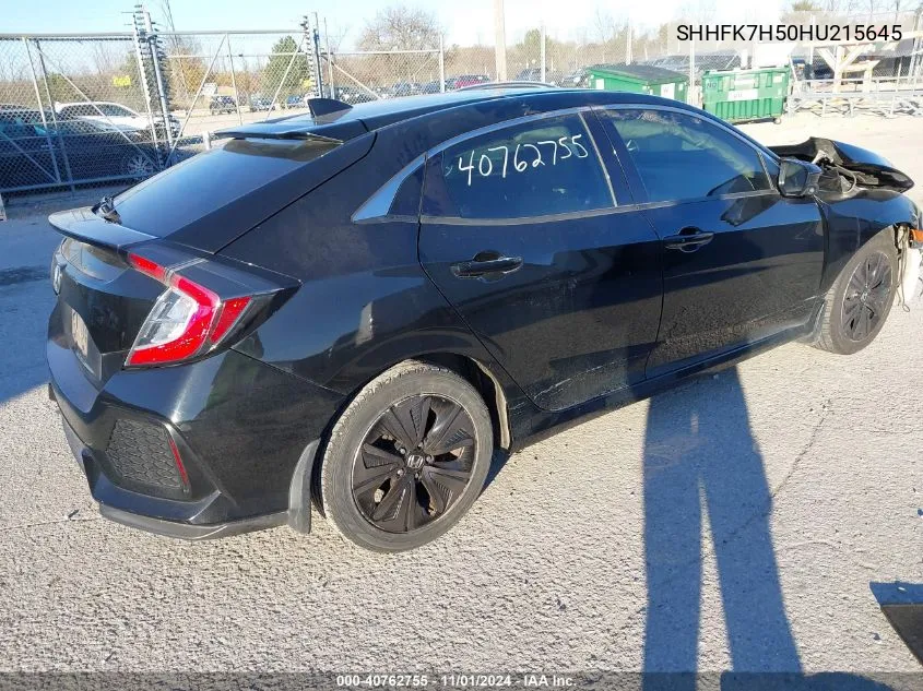 2017 Honda Civic Ex VIN: SHHFK7H50HU215645 Lot: 40762755