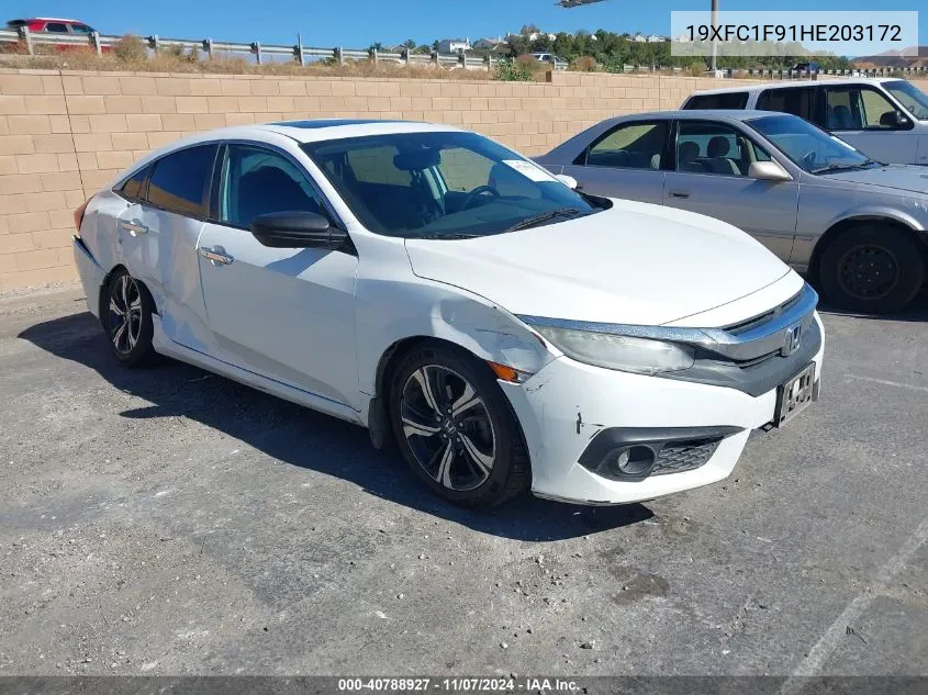 2017 Honda Civic Touring VIN: 19XFC1F91HE203172 Lot: 40788927