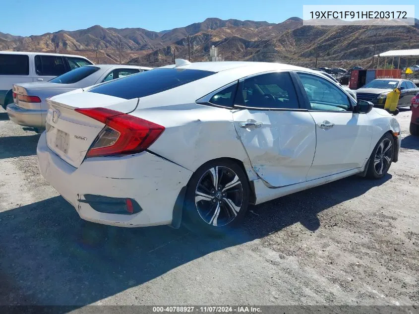 2017 Honda Civic Touring VIN: 19XFC1F91HE203172 Lot: 40788927