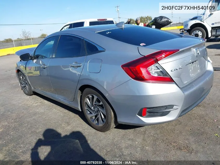 2017 Honda Civic Ex VIN: 2HGFC2F7XHH540109 Lot: 40792035