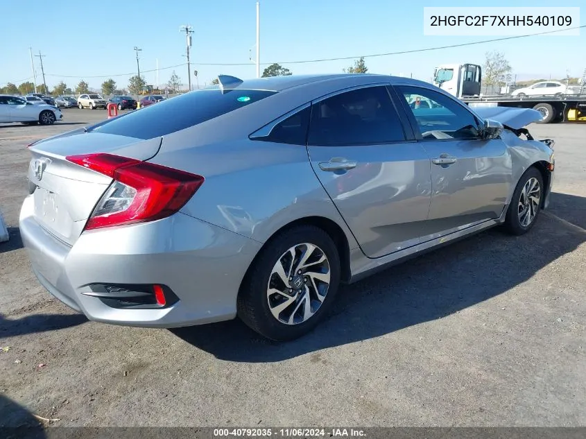 2017 Honda Civic Ex VIN: 2HGFC2F7XHH540109 Lot: 40792035