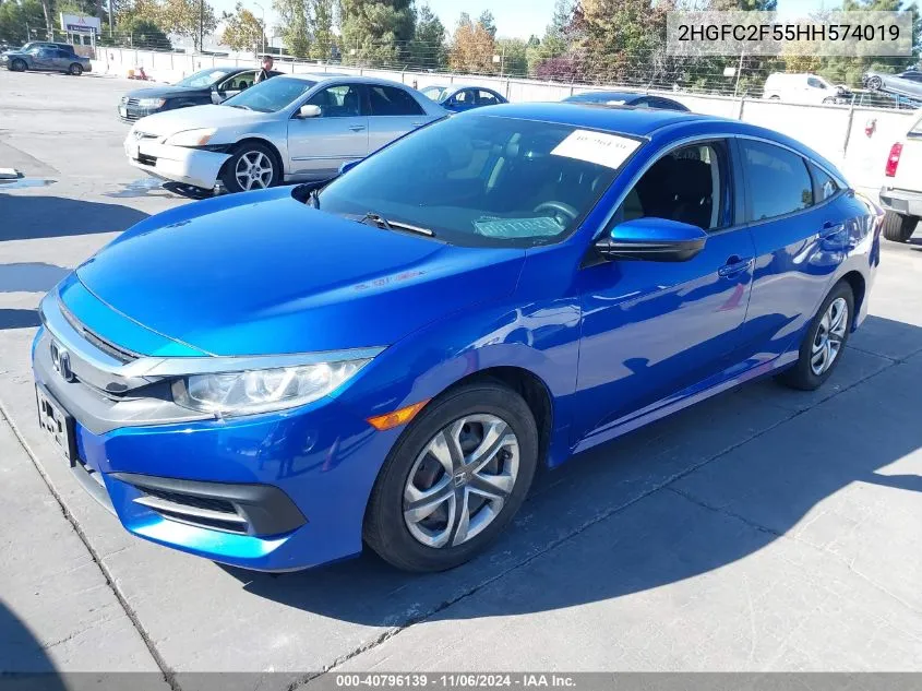 2017 Honda Civic Lx VIN: 2HGFC2F55HH574019 Lot: 40796139