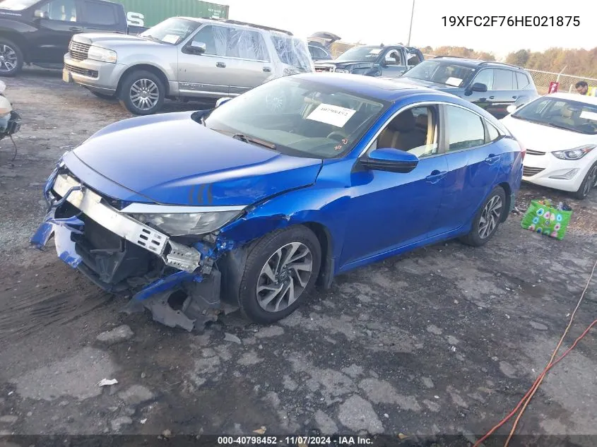 2017 Honda Civic Ex VIN: 19XFC2F76HE021875 Lot: 40798452