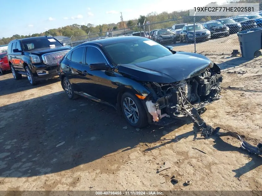 2017 Honda Civic Ex VIN: 19XFC2F77HE202581 Lot: 40798455