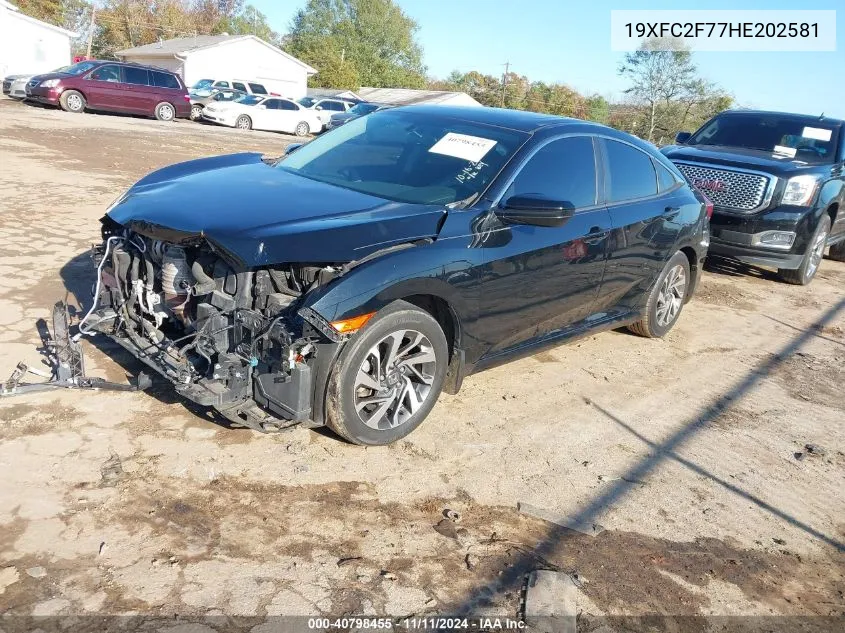 2017 Honda Civic Ex VIN: 19XFC2F77HE202581 Lot: 40798455