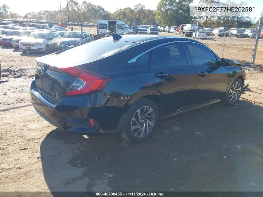 2017 Honda Civic Ex VIN: 19XFC2F77HE202581 Lot: 40798455