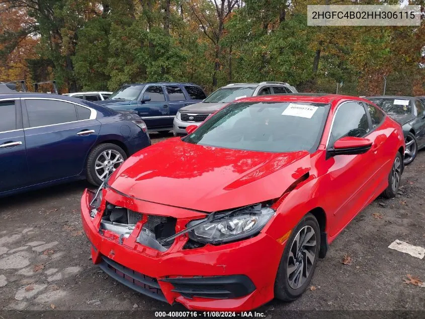 2017 Honda Civic Lx-P VIN: 2HGFC4B02HH306115 Lot: 40800716