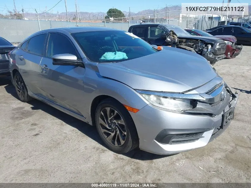 2017 Honda Civic Ex VIN: 19XFC2F79HE211122 Lot: 40801119