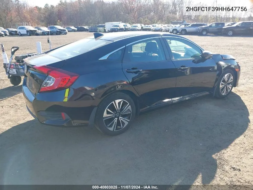 2017 Honda Civic Ex-T VIN: 2HGFC1F39HH647756 Lot: 40803025