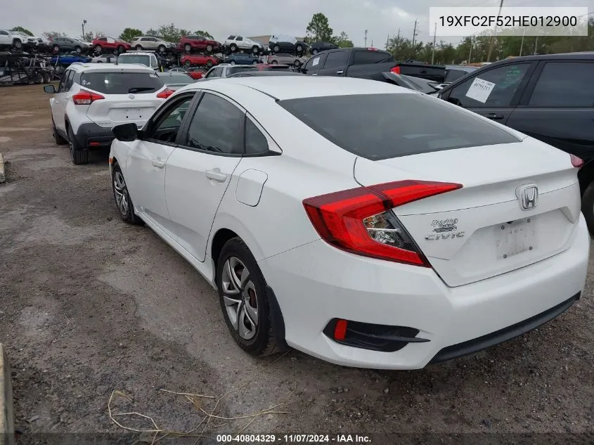 2017 Honda Civic Lx VIN: 19XFC2F52HE012900 Lot: 40804329