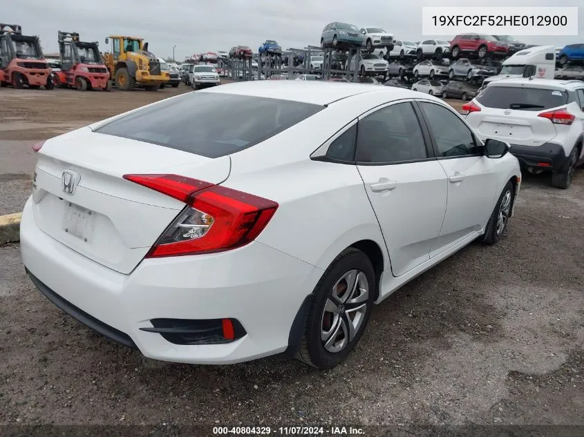 2017 Honda Civic Lx VIN: 19XFC2F52HE012900 Lot: 40804329