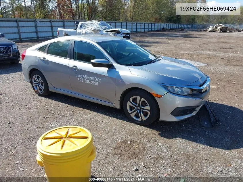 2017 Honda Civic Lx VIN: 19XFC2F56HE069424 Lot: 40806146