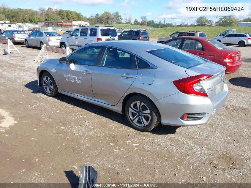 2017 Honda Civic Lx VIN: 19XFC2F56HE069424 Lot: 40806146