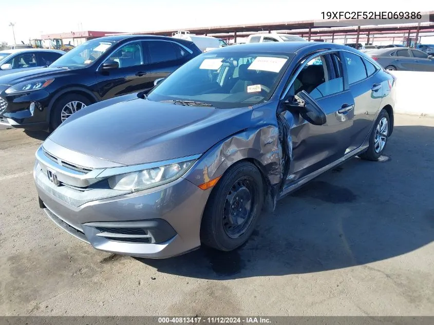 2017 Honda Civic Lx VIN: 19XFC2F52HE069386 Lot: 40813417